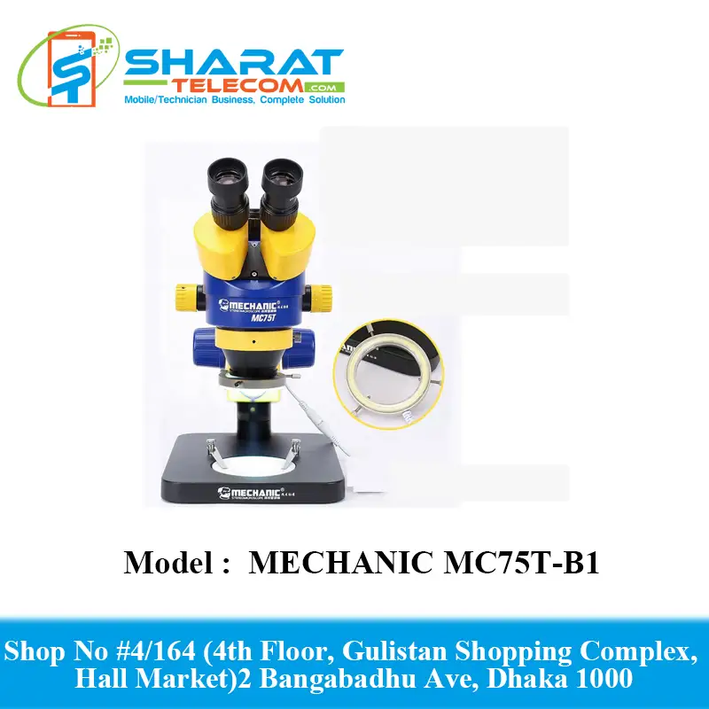 MECHANIC MC75T-B1 Trinocular Stereo Microscope 7-45X Zoom 4K Video Recording Camera With IMat Max Base