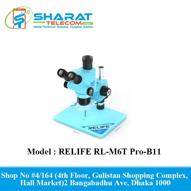 RELIFE RL-M6T Pro-B11 Stereo Trinocular Microscope for Mobile Phone Repair 6.5X-65X Continuous Zoom