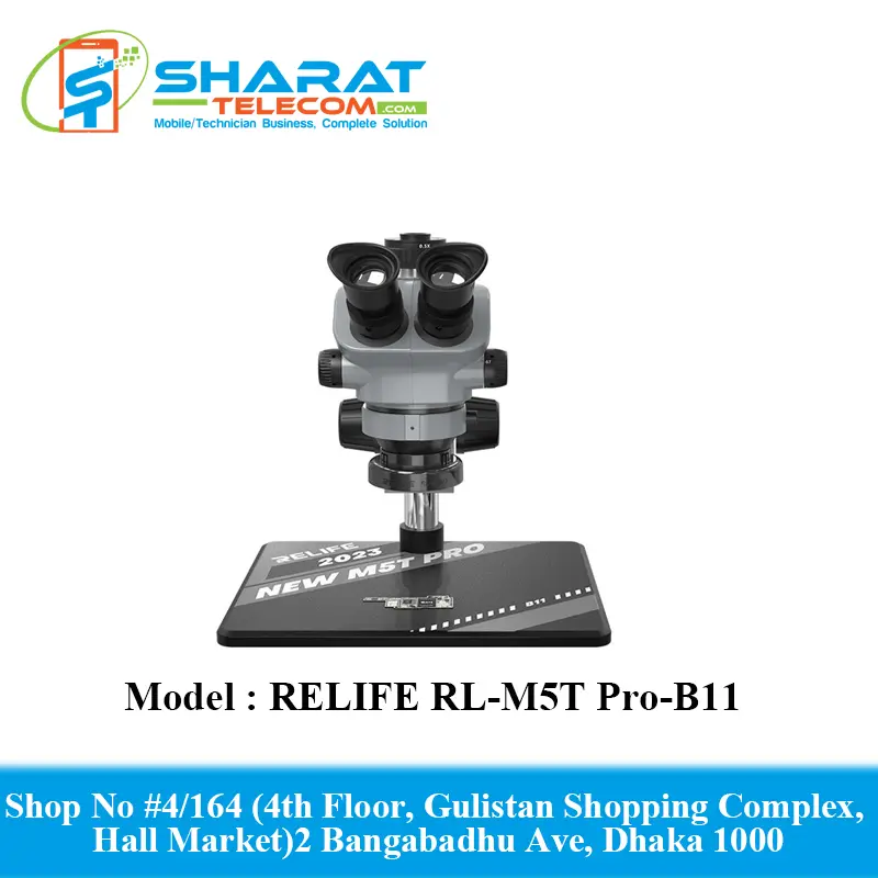 RELIFE RL-M5T Pro-B11 7-50 Times Continuous Zoom for Trinocular HD Microscope With Large Size Aluminum Base