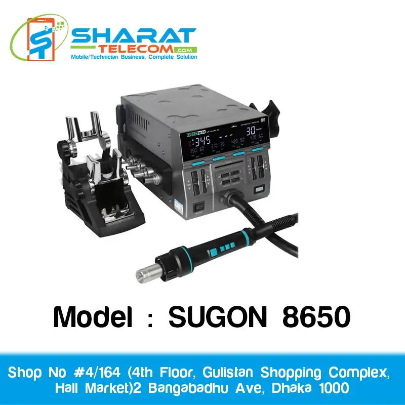SUGON 8650 Intelligent Digital Display Rework Station Hot Air Gun 1300W  For BGA