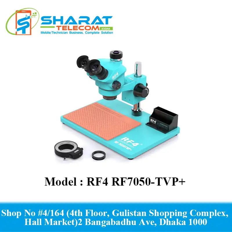 RF4 RF7050-TVP+ Trinocular Stereo Microscope 2025 Edition 3D Continuous Zoom - Sharat Telecom