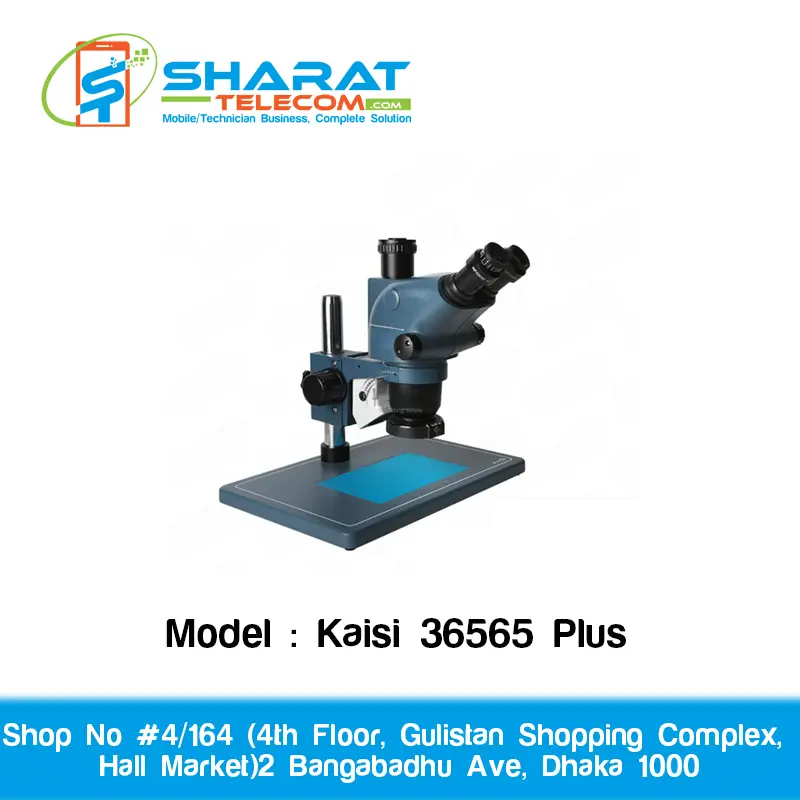 Kaisi 36565 Plus 6.5X ~ 65X Trinocular Microscope Big Panel RL2 Ring Light Exhausted Fan