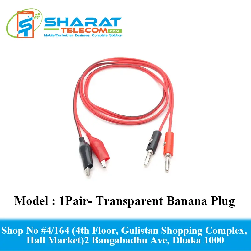 1Pair- Transparent Banana To Alligator Plug Dual Tester Probe For 4mm Multimetr