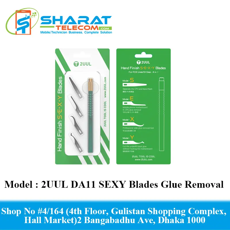 2UUL DA11 SEXY Blades Set for PCB Underfill Clean DA11 4in1 Hand Finish Chip Glue Removal