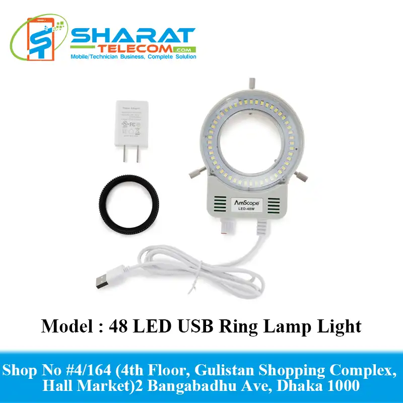 48 LED Industrial Microscope Adjustable Brightness USB Interface Ring Lamp Camera Light