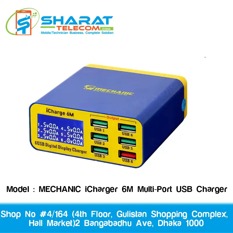MECHANIC iCharger 6M QC 3.0 – Multi-Port Smart USB Charger with LCD Display