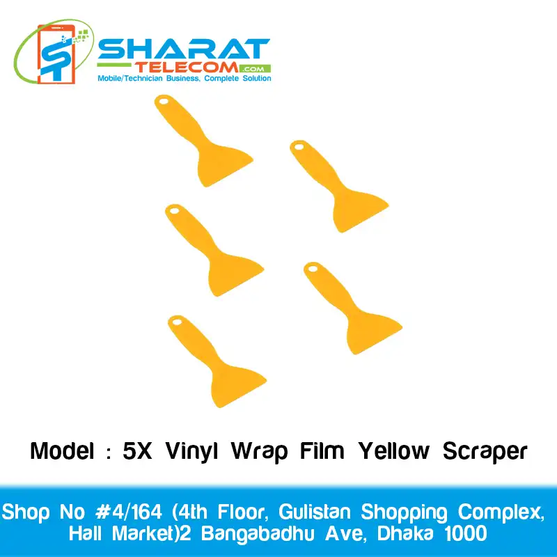 5X Vinyl Wrap Film Yellow Plastic Scraper – Air Bubble Remover & Sticker Installation Tool