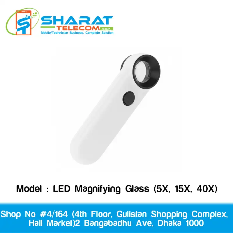 Handheld LED Magnifying Glass with 3 Interchangeable Lenses (5X, 15X, 40X) - Illuminated Magnifier for Reading, Hobbies, Jewelry & Repair