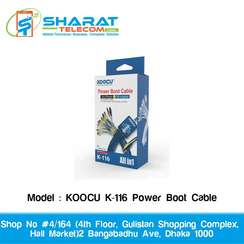KOOCU K-116 Power Boot Cable – iPhone 6G to 15 Pro Max & Android 4500+ Repair Tool