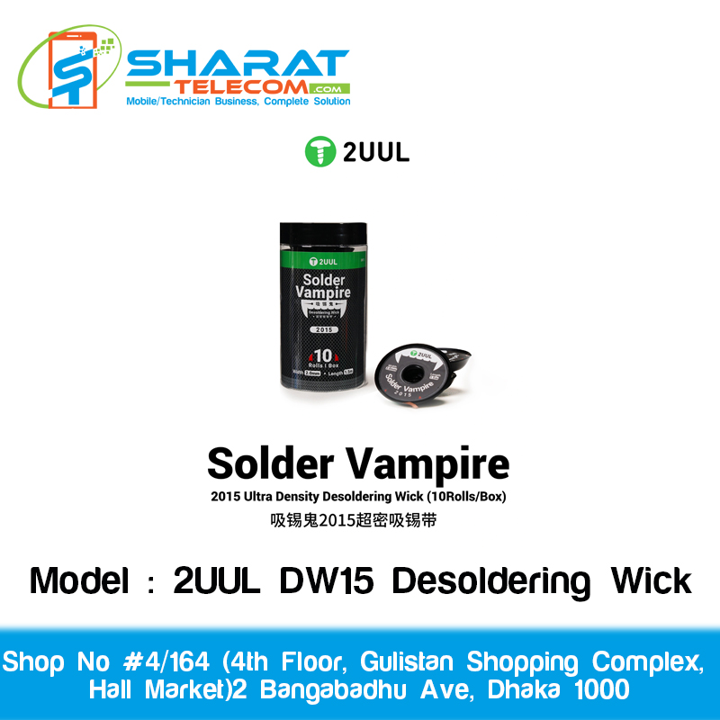 2UUL DW15 2015 Solder Vampire Desoldering Wick – 10 Rolls Box | High-Speed Solder Removal Wire for PCB & Motherboard Repair | Original 2UUL Desoldering Copper Wick