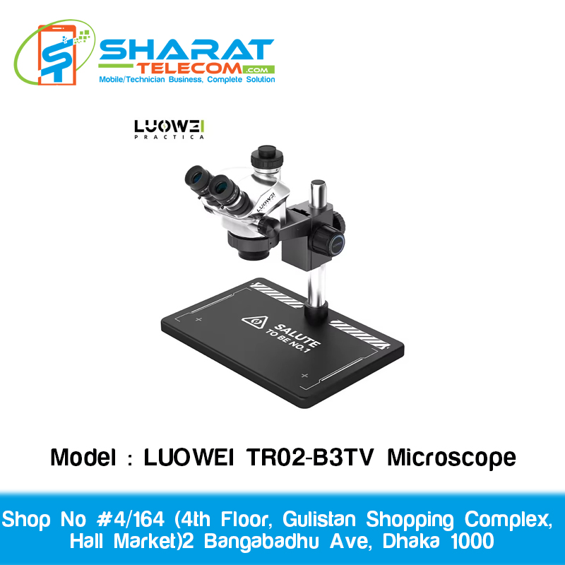 LUOWEI TR02-B3TV Trinocular Stereo Microscope 7-50X | HD Continuous Zoom Microscope for Flight Line & Mobile Phone PCB Repair