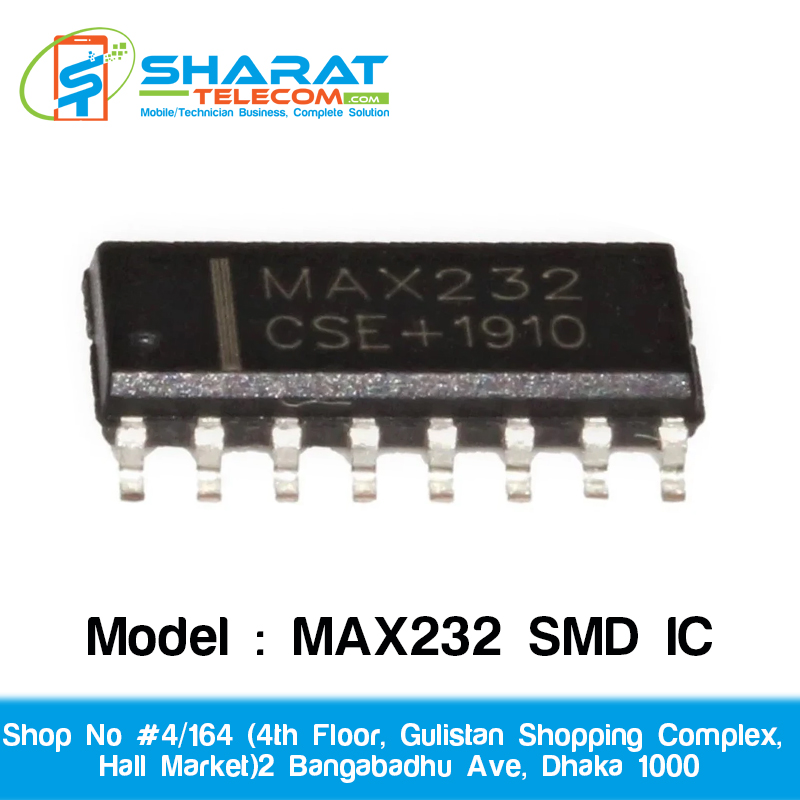 MAX232 SMD IC – Original RS-232 Driver Converter Chip for Mobile & Electronic Projects