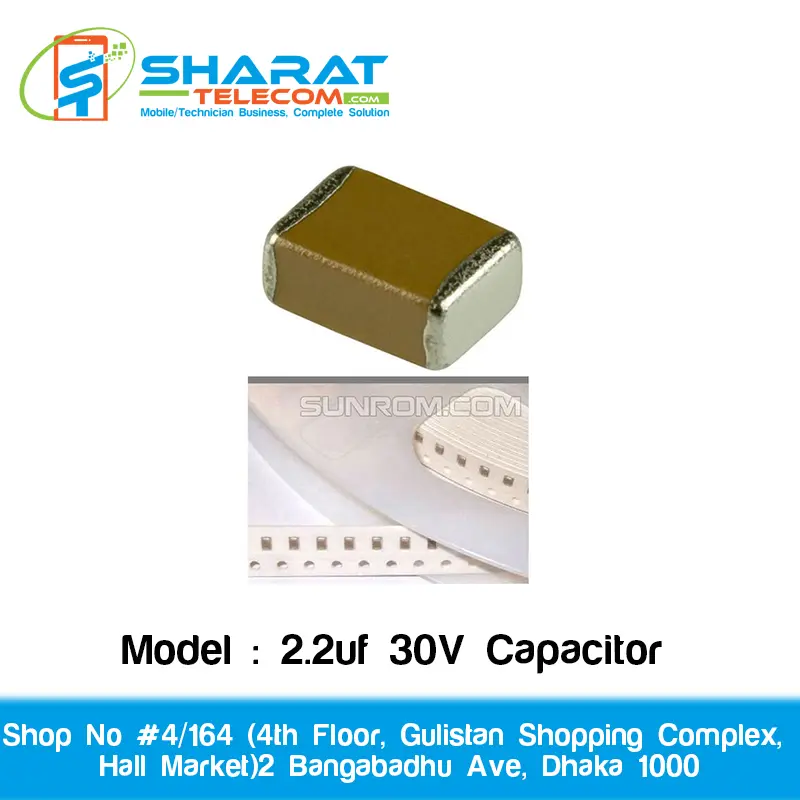1206 2.2uF SMD Capacitor | Multilayer Ceramic MLCC | 50V Surface Mount Chip Capacitor for Mobile & Electronics Repair Min